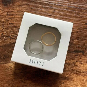 NEW ✨ MOTF 2 Piece Gold and Silver Ring Set with Crystal Inset